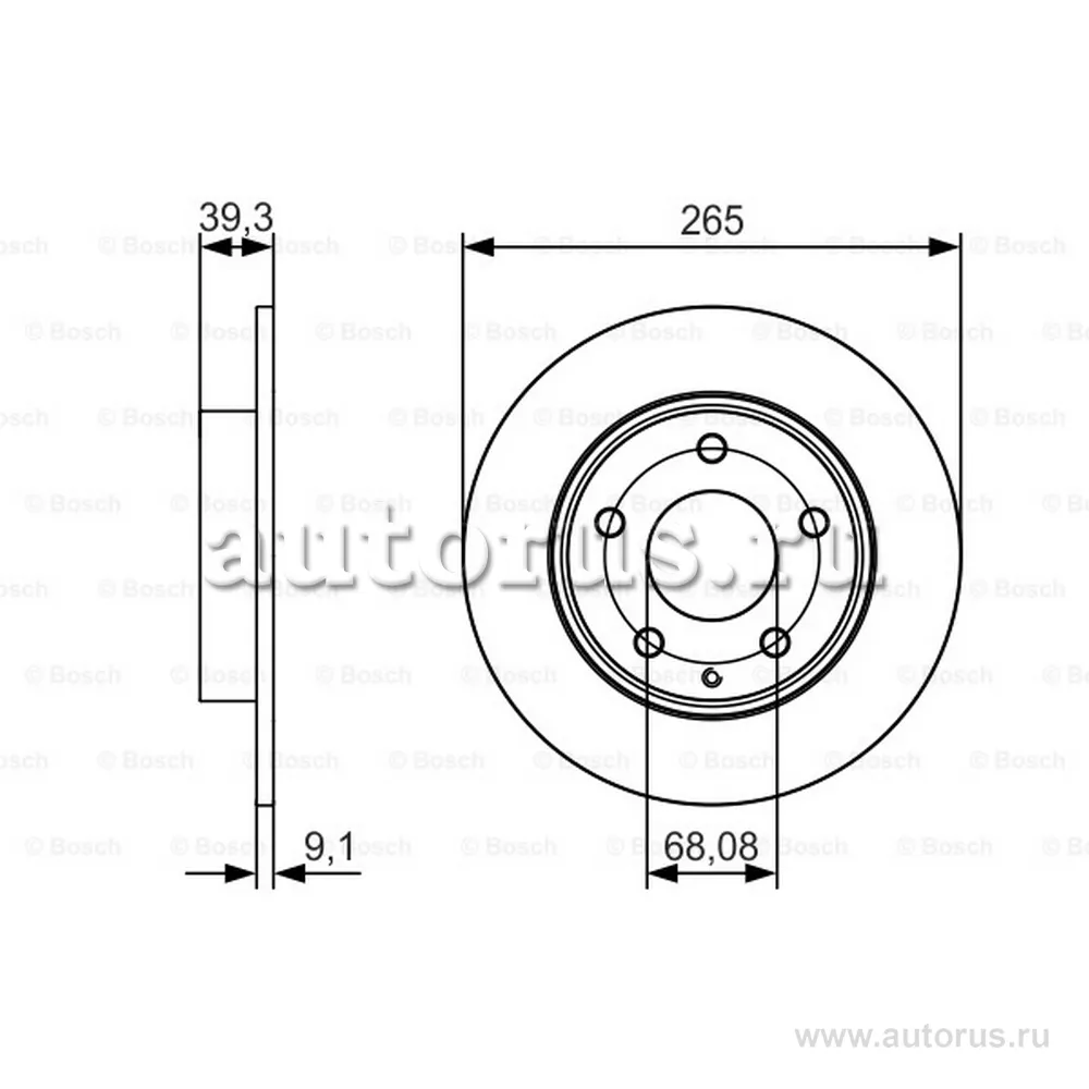 Диск тормозной MAZDA 3 13- задний D 265 мм BOSCH 0986479C26