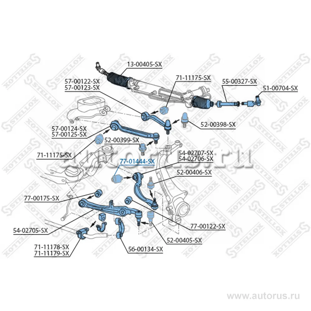 Сайлентблок зад. нижн. рычага Audi A8 all 02>, VW Phaeton all 02> STELLOX 77-01444-SX
