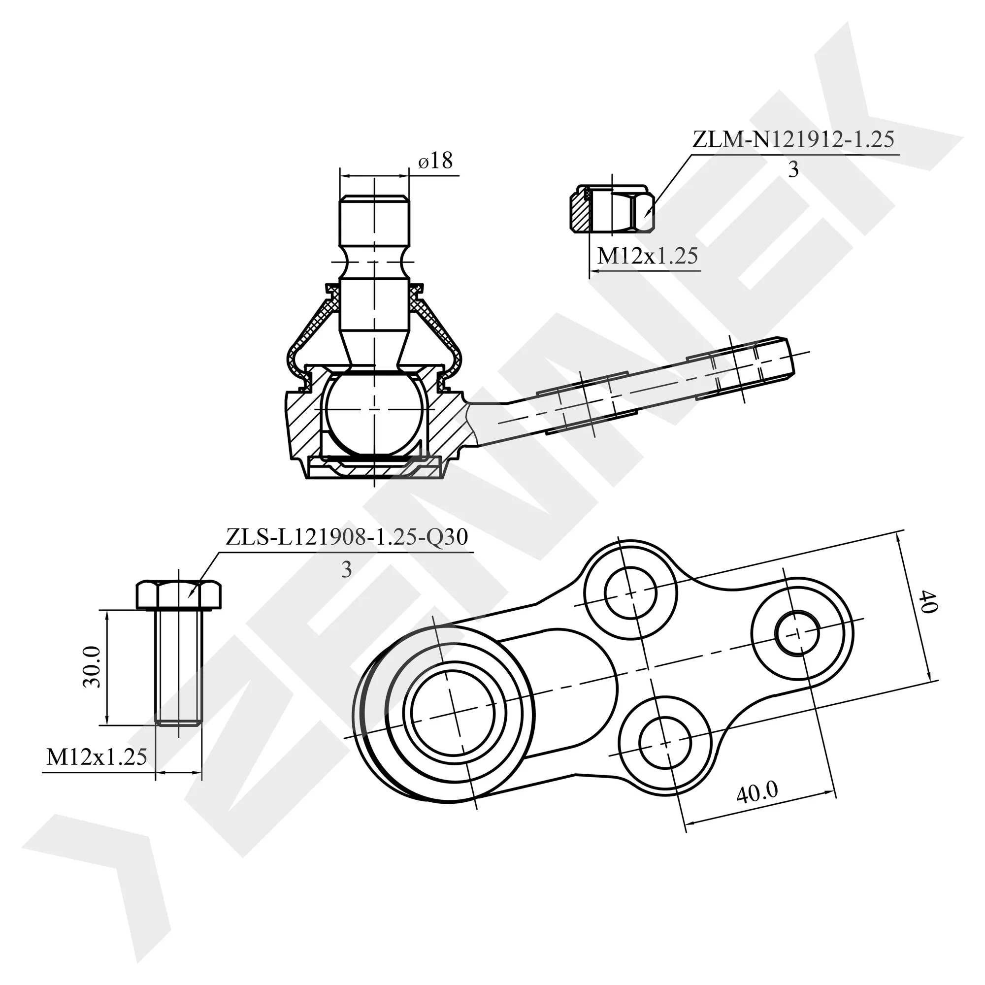 Опора шаровая нижняя HYUNDAI IX35 09-16, SPORTAGE 09-17 ZENNEK DBJ0076