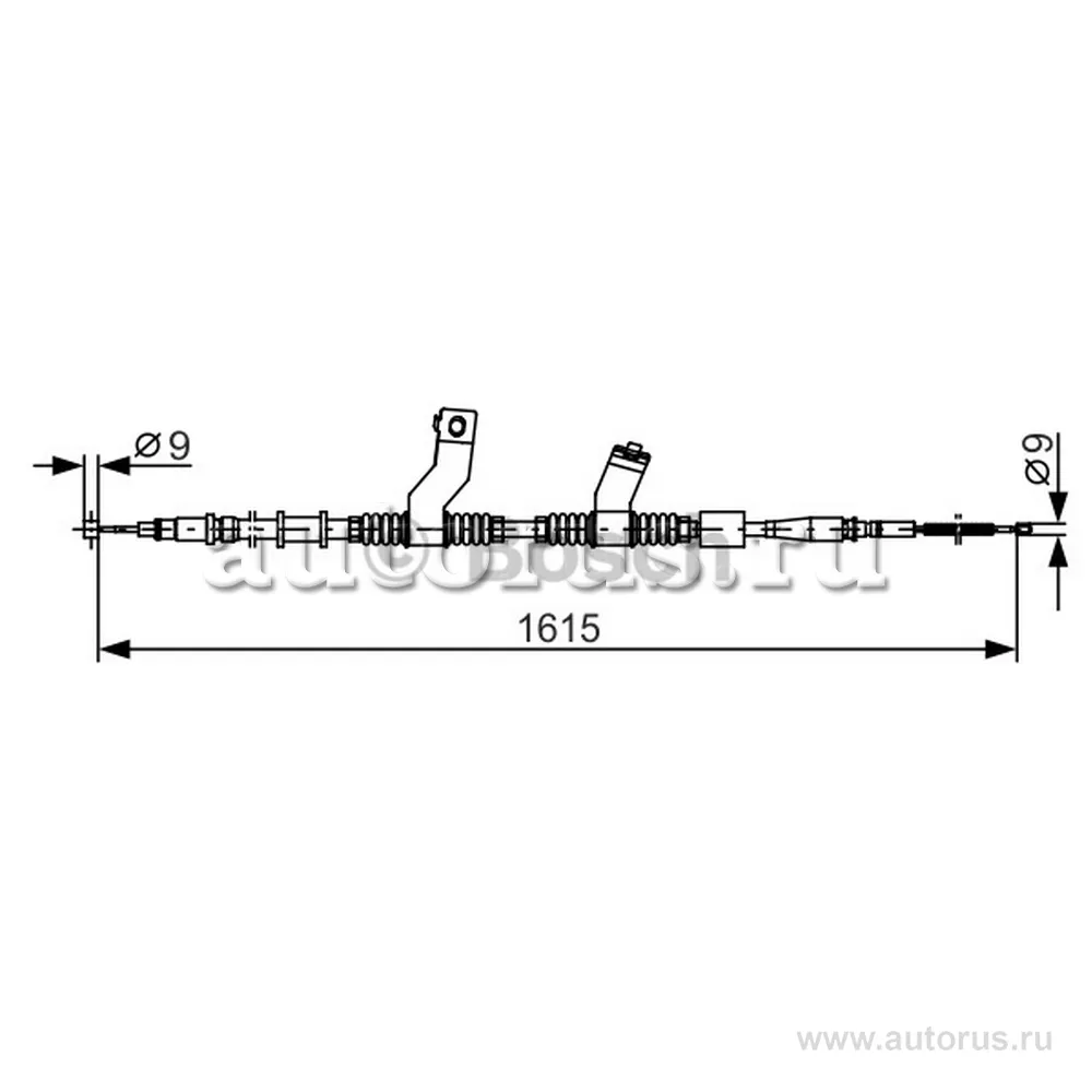 Трос ручного тормоза CHEVROLET LACETTI 1615 мм BOSCH 1987482353