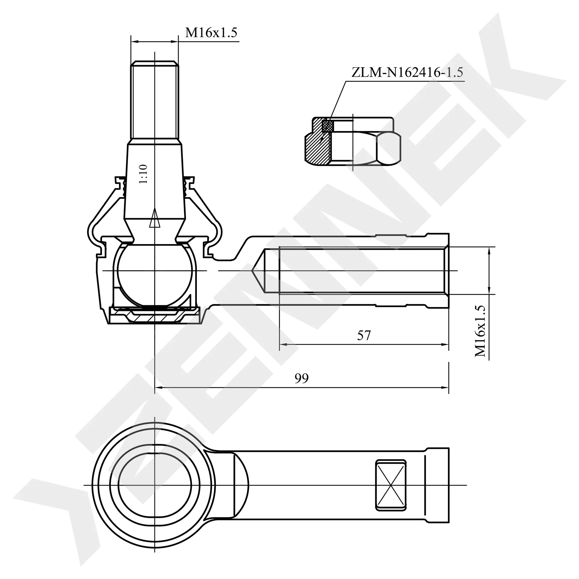 Наконечник рулевой FORD TRANSIT 91-00 ZENNEK DTE0014