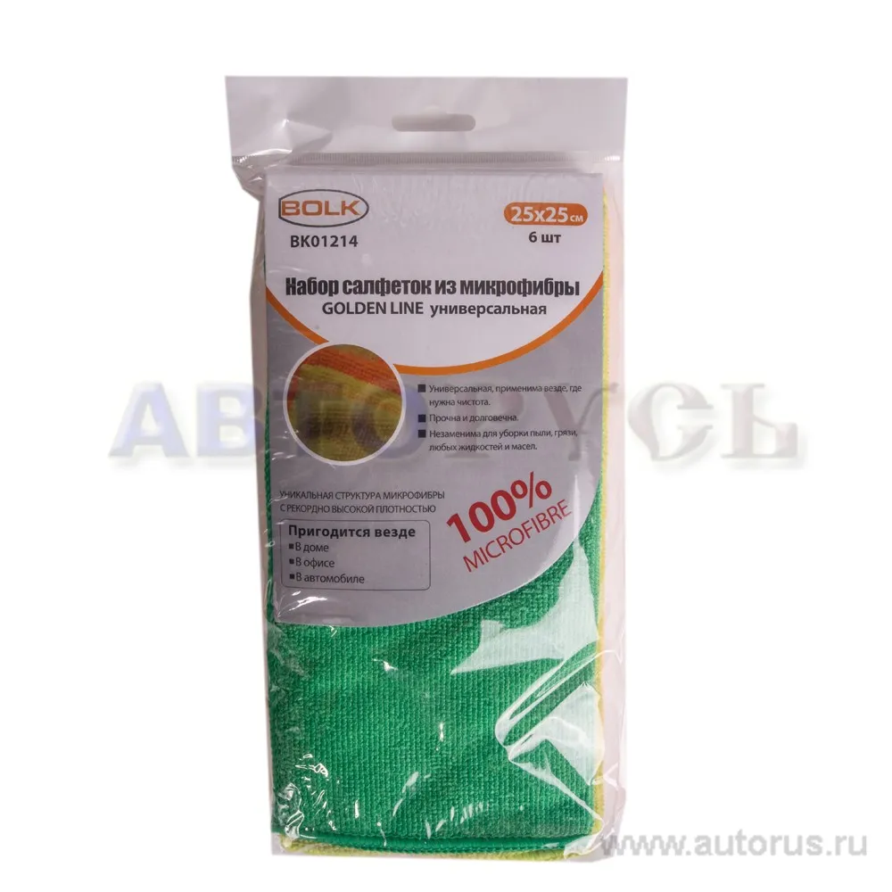Салфетка микрофибра универсальная 25x25 см набор (6шт) BOLK BK01214