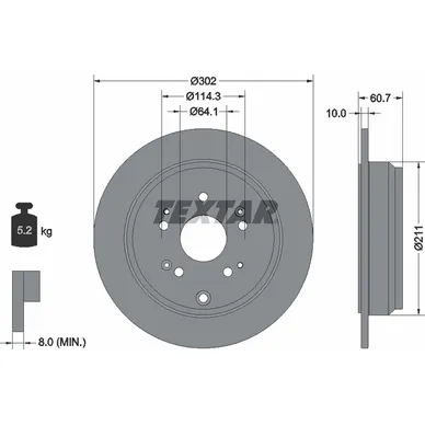 Диск тормозной задний с покрытием PRO HONDA CR-V III/IV 06-18 TEXTAR 92227203