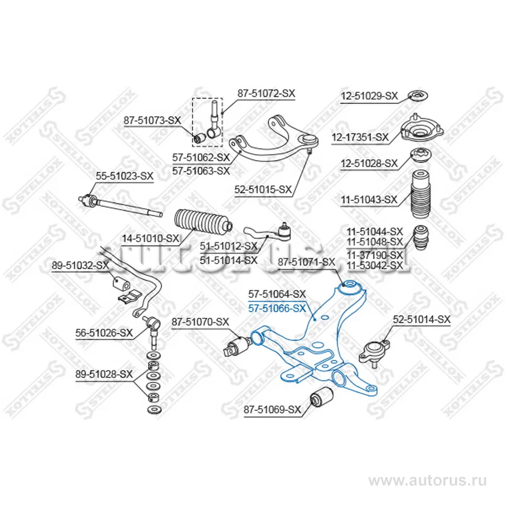 Рычаг п. Hyundai Sonata EF 99-00 STELLOX 5751066_SX