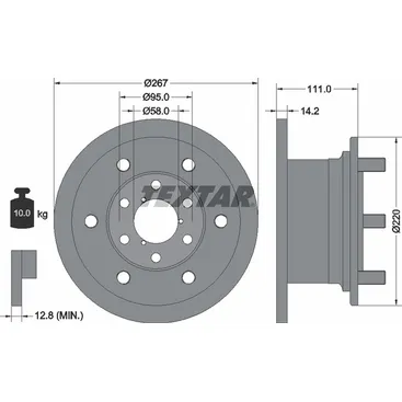 Диск тормозной передний стандартный IVECO TEXTAR 93019400