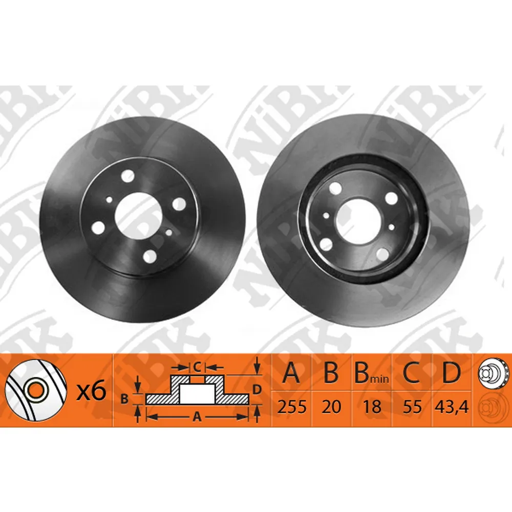 Диск тормозной передний TOYOTA YARIS I/YARIS VERSO 99-05 NIBK RN1144