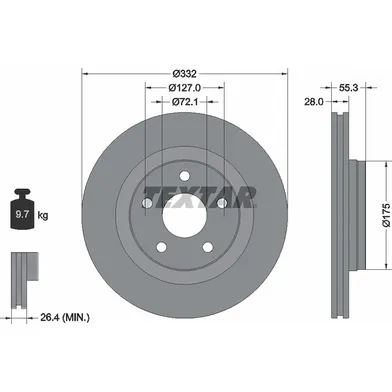 Диск тормозной передний с покрытием PRO JEEP TEXTAR 92278803