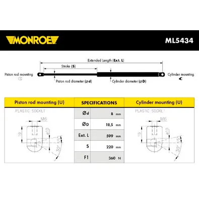 Амортизатор крышки багажника ROVER 200/400/800 MONROE ML5434