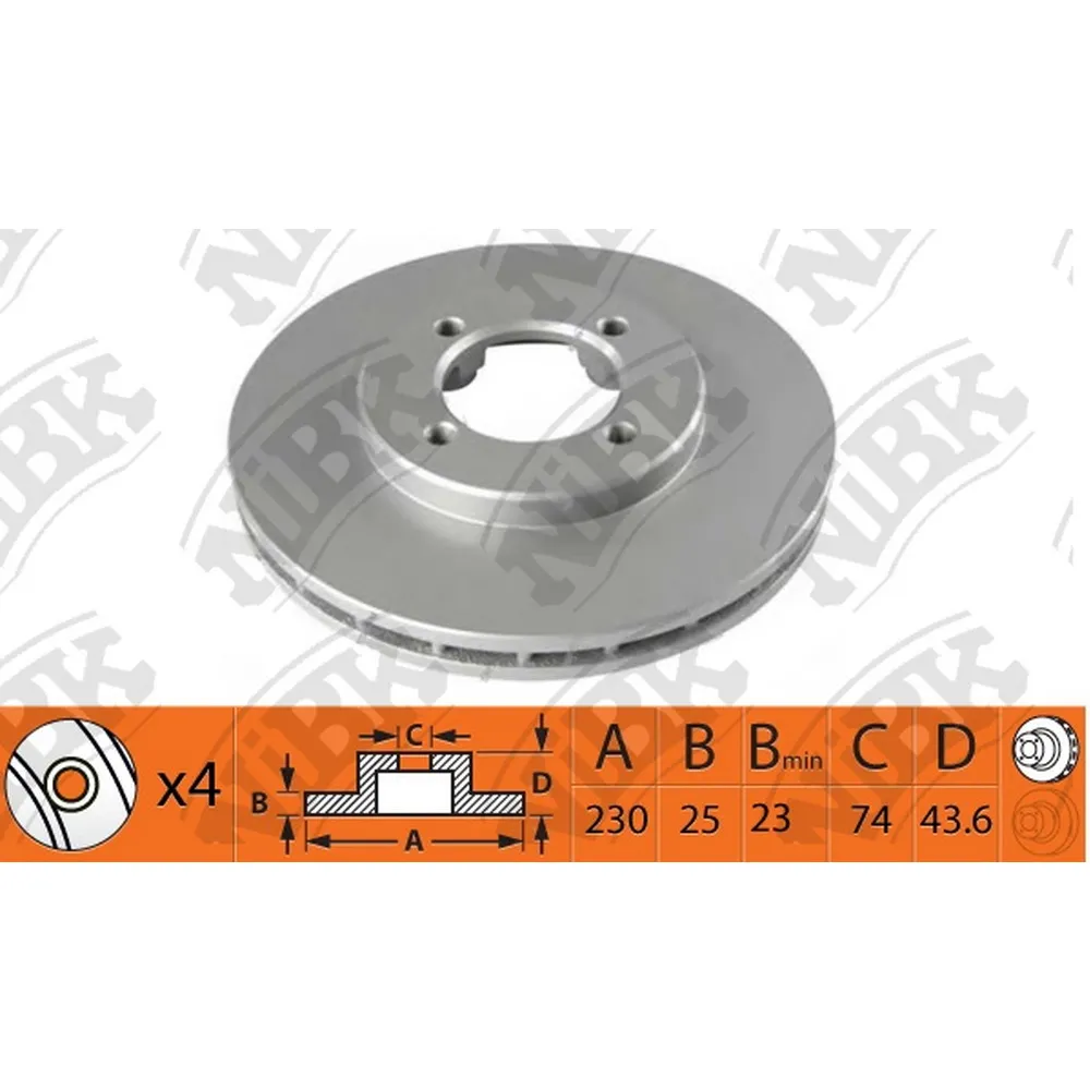 Диск тормозной передний TOYOTA LITEACE/TOWNACE 92-04 /VENT D=230MM NIBK RN1534