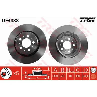 Диск тормозной задний VOLVO XC 90 TRW DF4338
