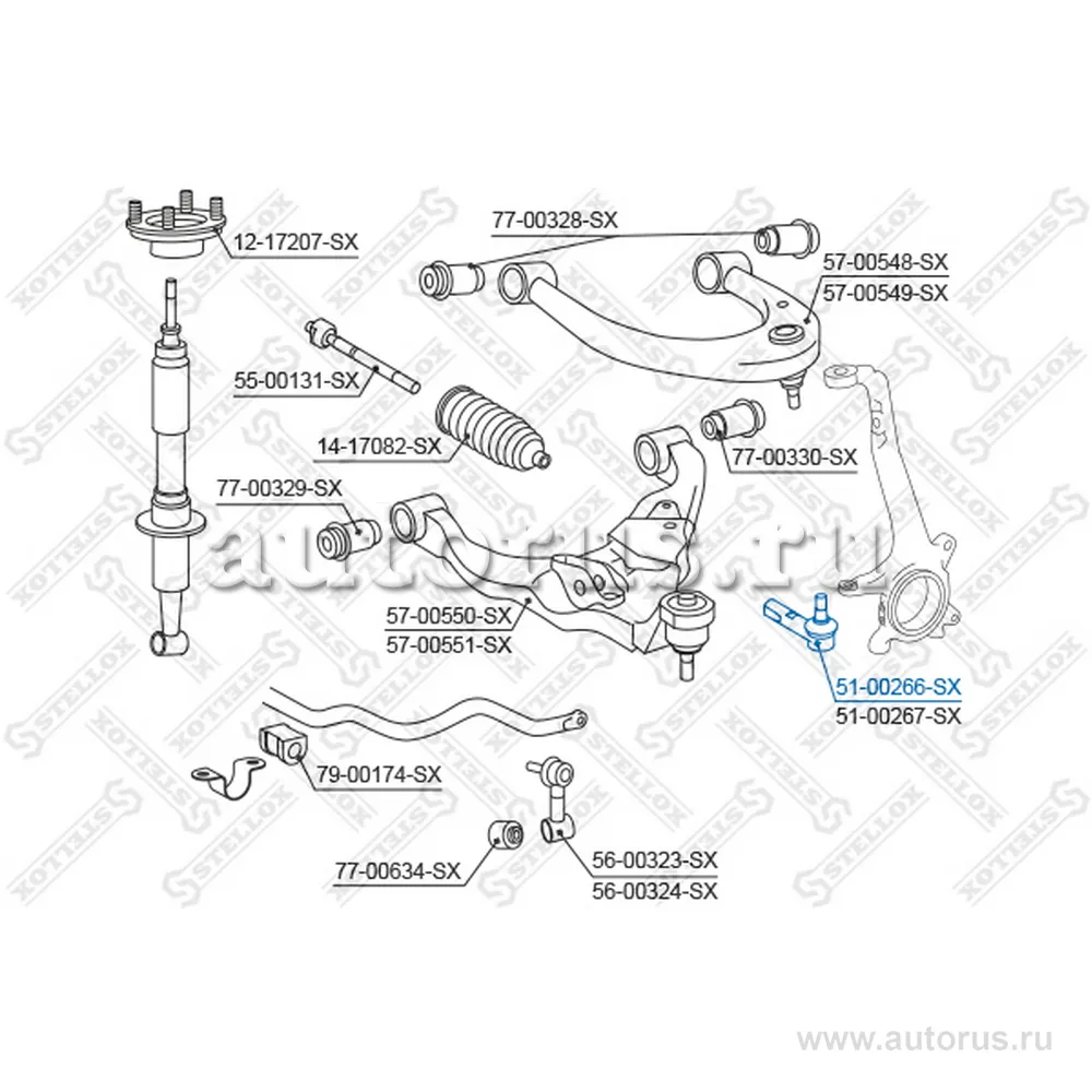 Наконечник рулевой левый Toyota Land Cruiser UZJ200 07> STELLOX 51-00266-SX