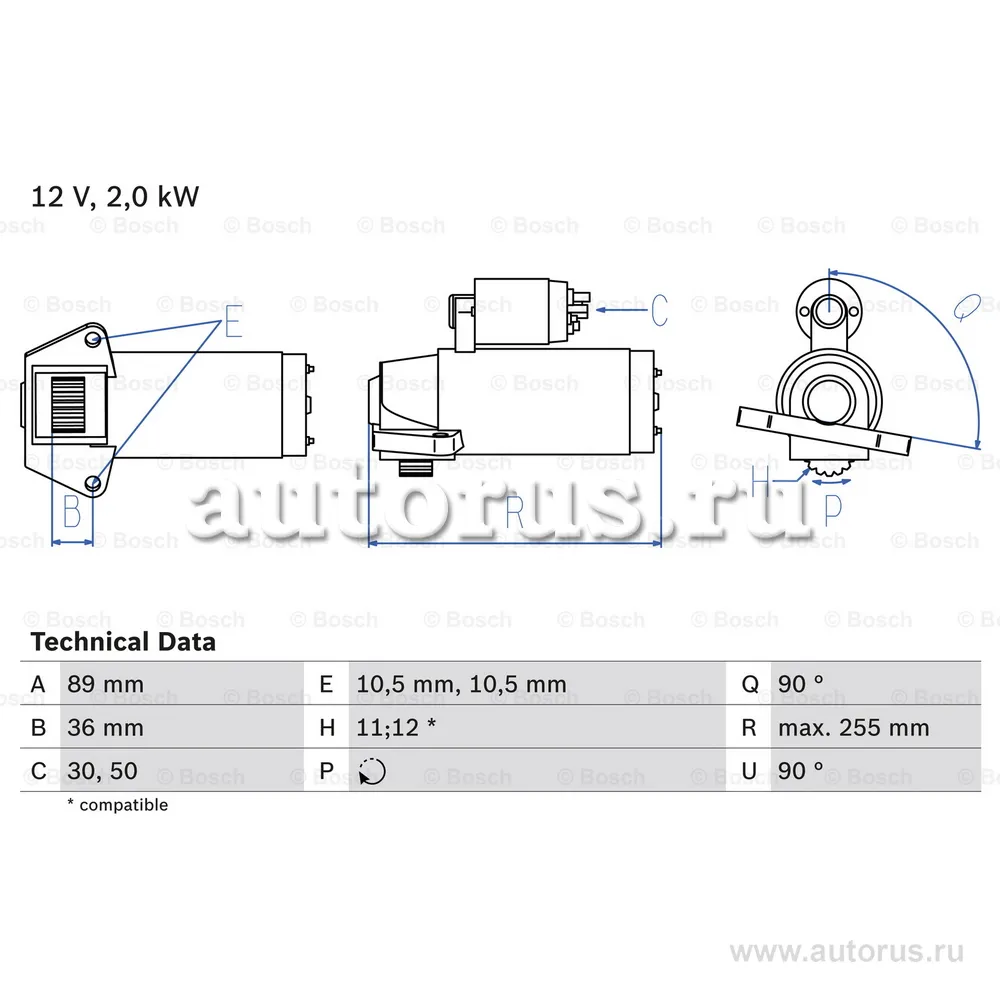 Стартер 12V 2,0 kW BOSCH 0 986 021 810