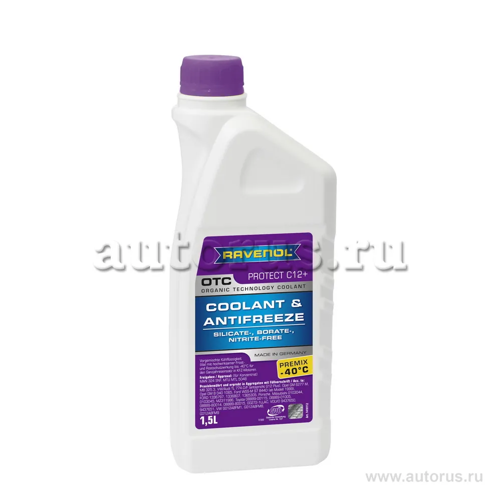 Антифриз готовый к прим. лила RAVENOL OTC Organic Techn.Coolant Premix -40°C (1,5л) 1410112-150 (4014835755512)