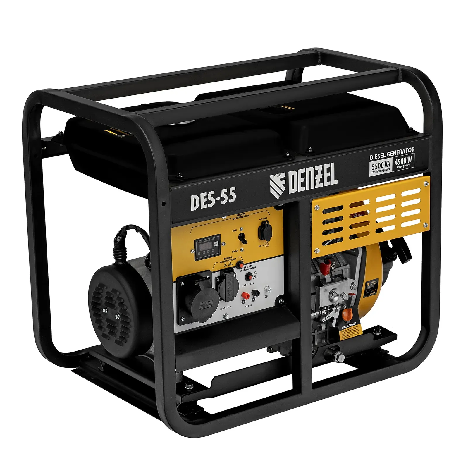 Генератор дизельный DES-55, 5,5 кВт, 230 В, 11 л, ручной стартер Denzel 94413