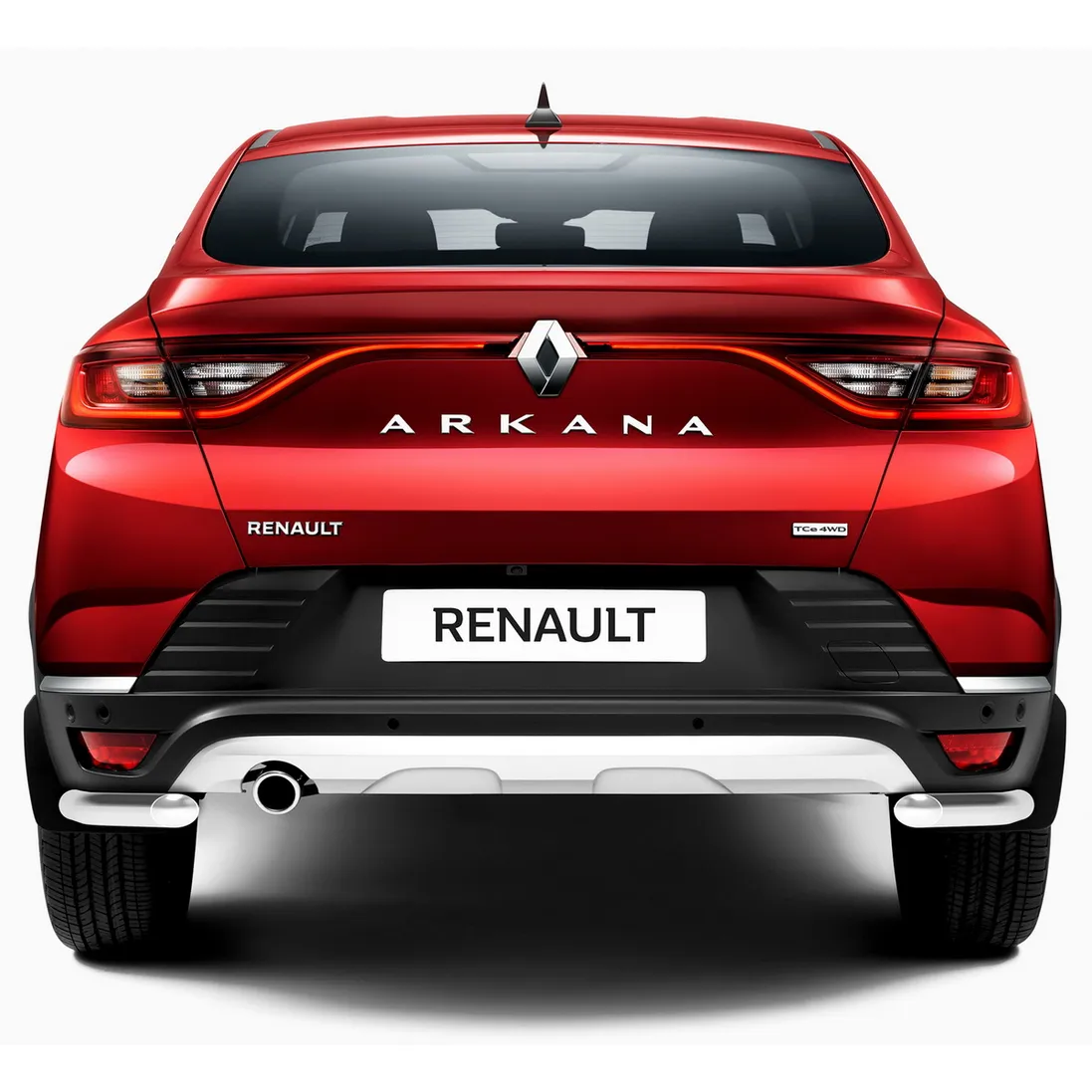 Защита заднего бампера d42 уголки Rival для Renault Arkana 2019-н.в., нерж. сталь, 2 части, R.4705.006