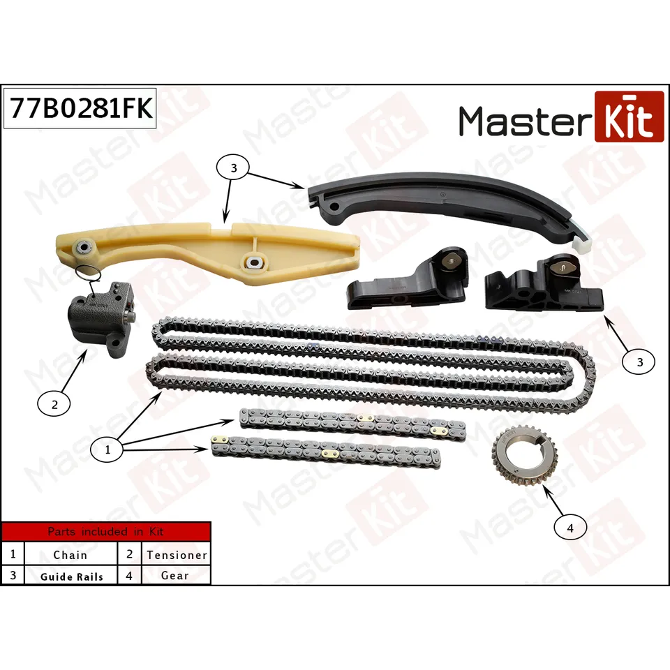 Цепь ГРМ к-кт MASTERKIT 77B0281FK