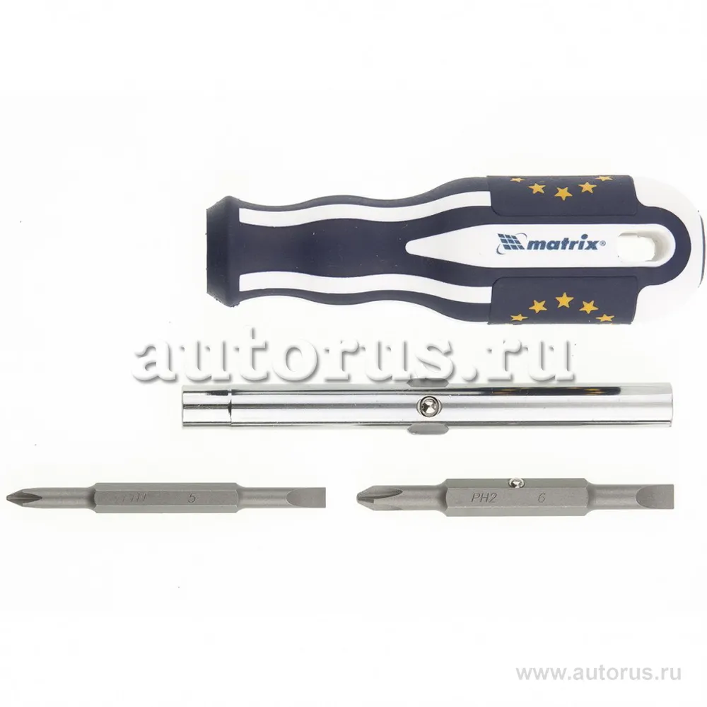 Отвертка комбинированная SL5, 0 / Ph1, SL6, 0 / Ph2, CrV, трехкомп. эргоном. ручка MATRIX 12040