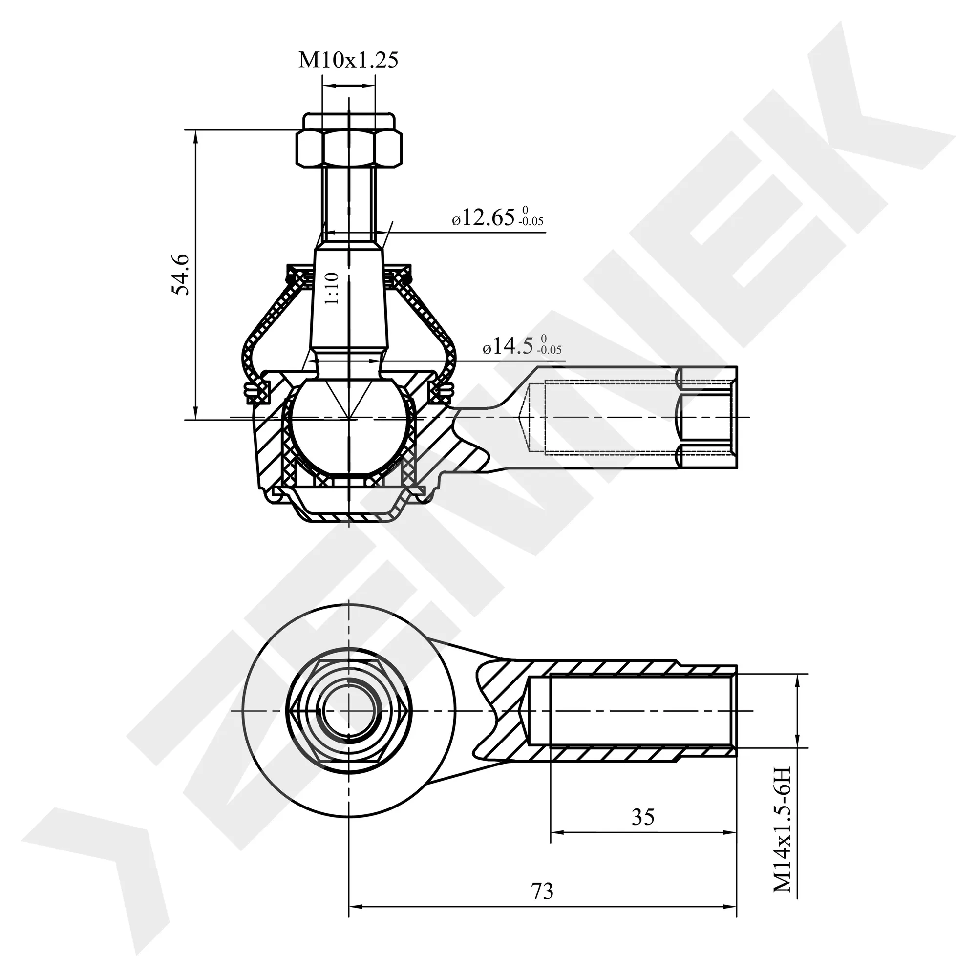 Наконечник рулевой PEUGEOT 806 94 ZENNEK DTE0024