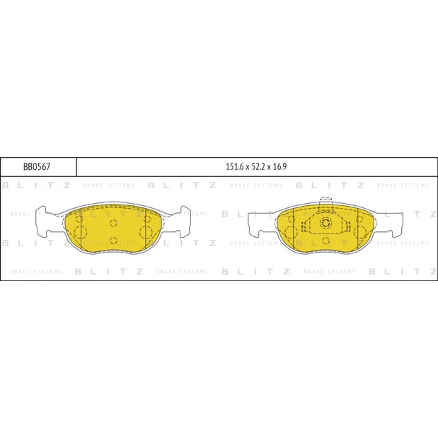 Колодки тормозные дисковые передние FIAT Punto 94-> BLITZ BB0567