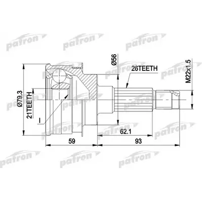 ШРУС наружн к-кт 26x56x21 MAZDA: 323 7.89- PATRON PCV1137
