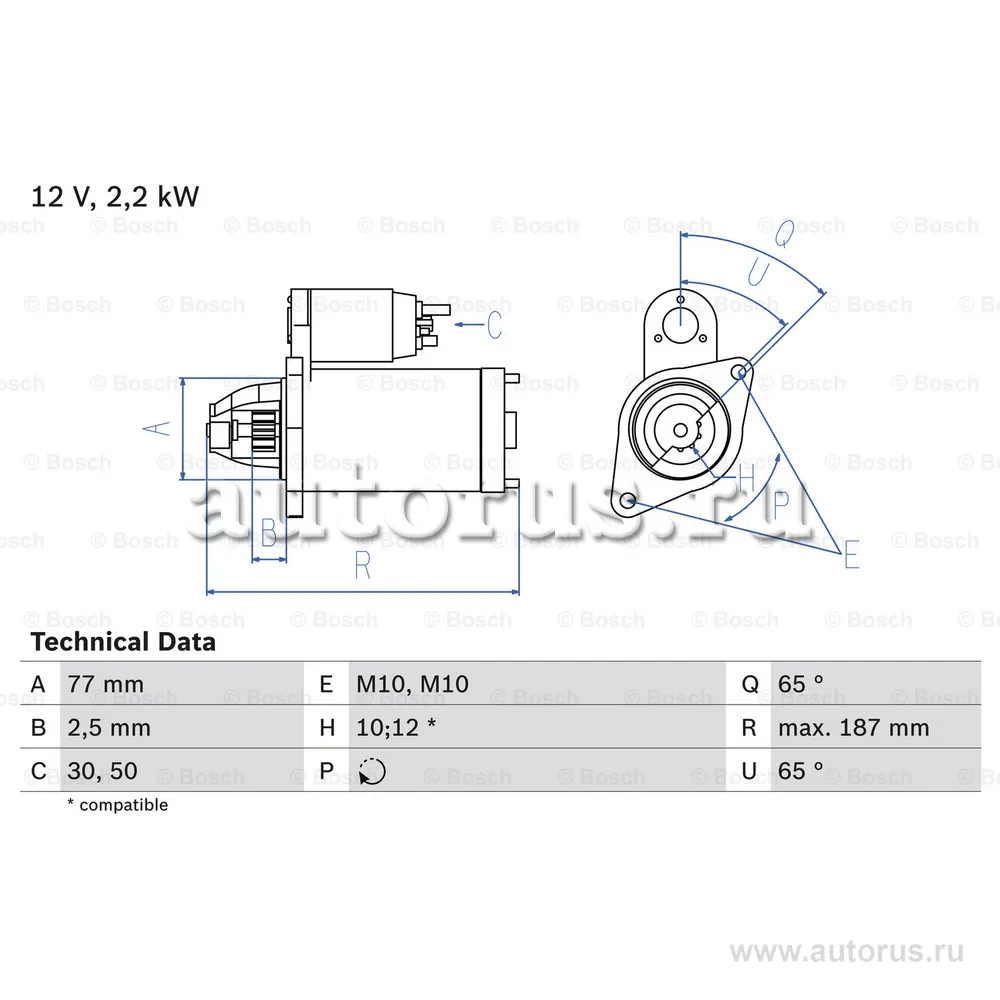 Стартер MITSUBISHI L200/L300 2.2кВт