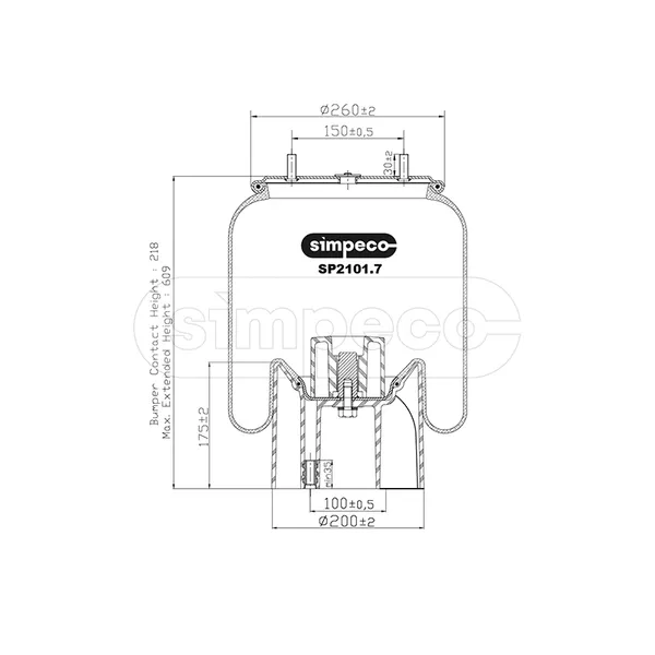 Пневморессора 4157NP14 со стаканом оси Mercedes ROR аналог 9463281401 SIMPECO SP21017013