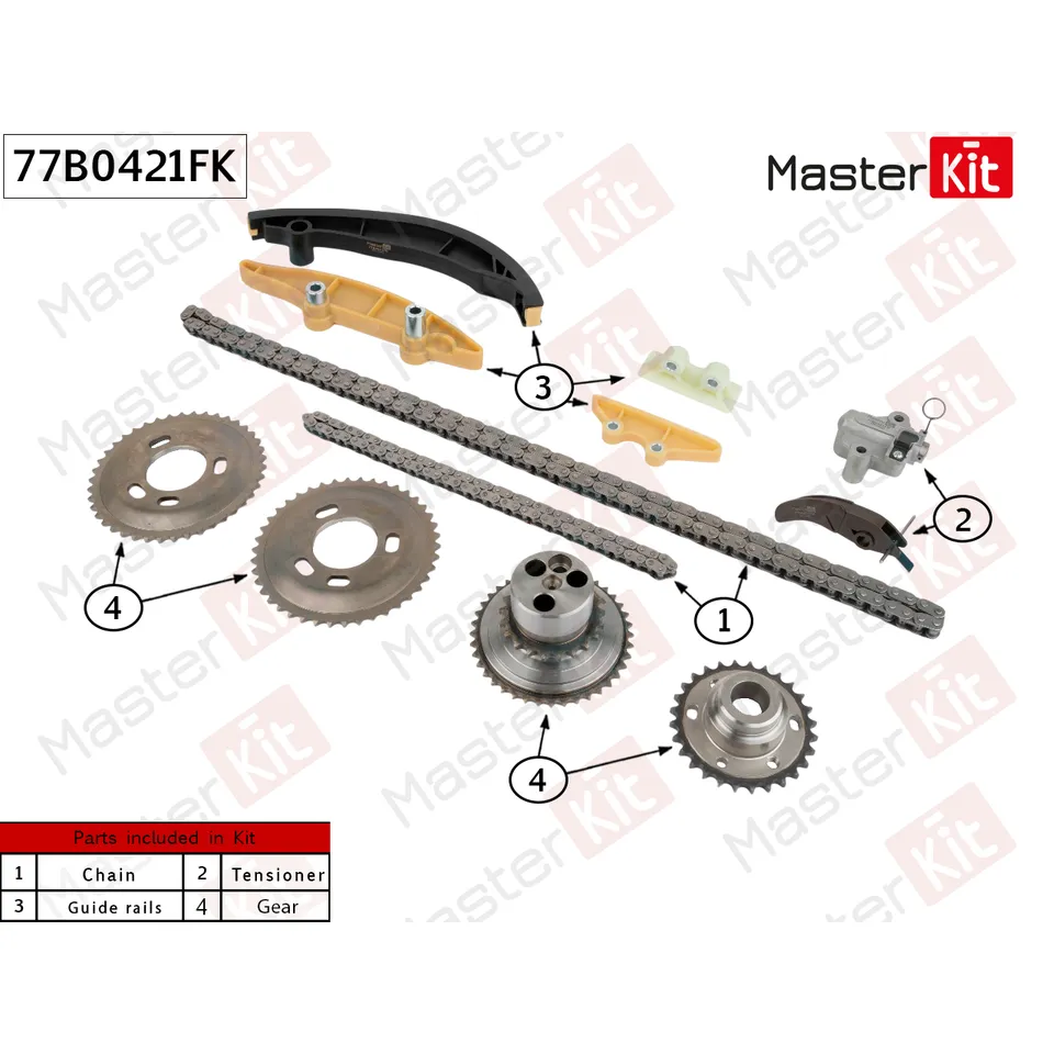 Комплект цепи ГРМ FORD P5AT FORD RANGER 2015- MASTERKIT 77B0421FK
