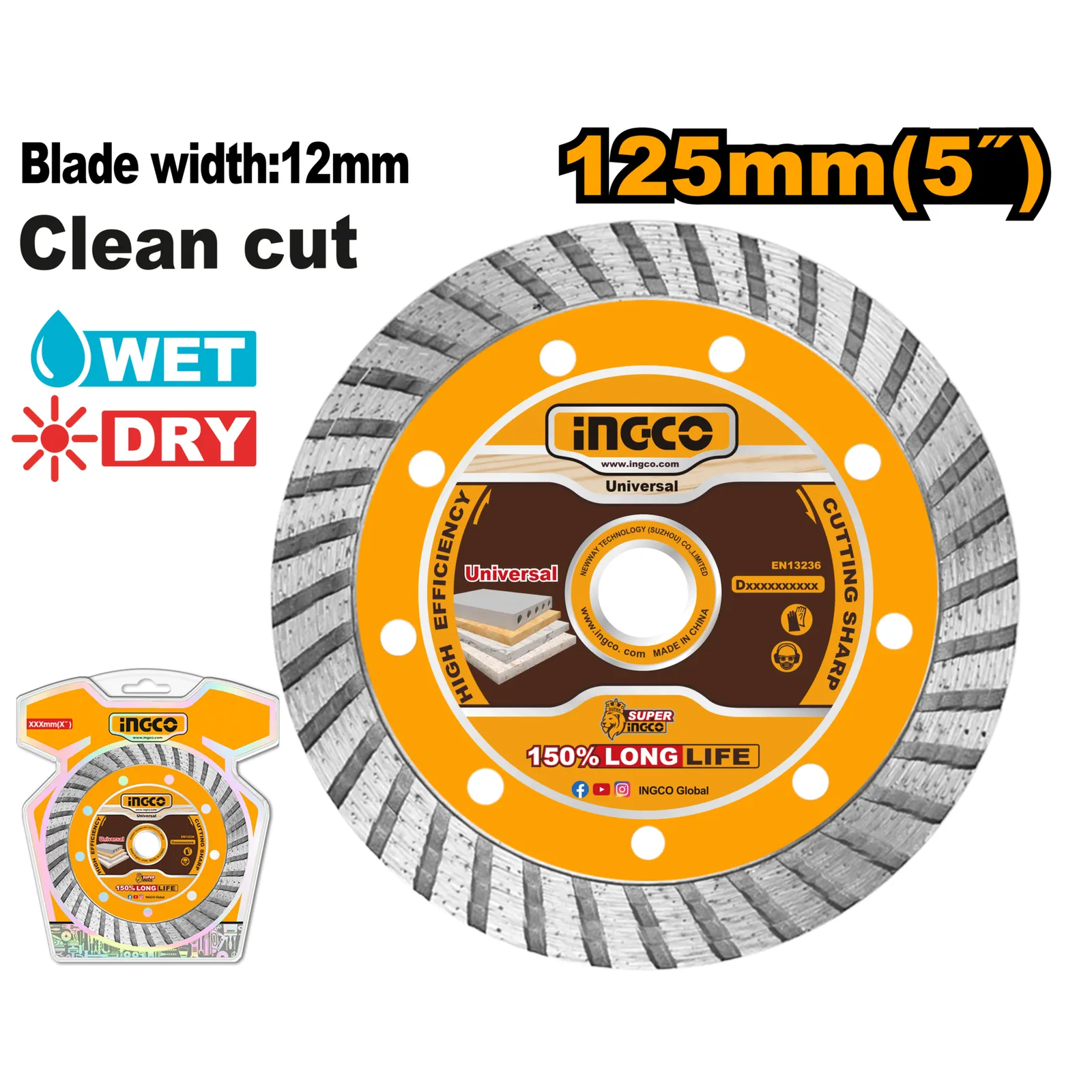 Диск алмазный TURBO 125 мм INGCO DMD031251