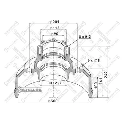 Барабан-ступица торм 300x80/100 H249 d90 300x80/100 H249 d90/11 STELLOX 8500161_SX