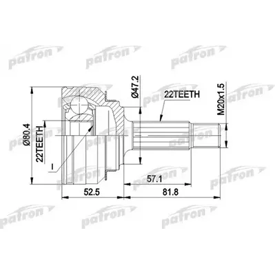 ШРУС наружн к-кт 22x45x22 SKODA: FELICIA, FAVORIT, FORM PATRON PCV1158