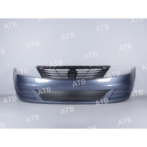 Бампер Renault Logan 1 2009-2015 рестайлинг передний с решеткой без ПТФ Синий минерал ATB 1ARL101AFTERNF