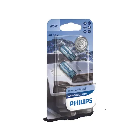 Лампа 12V W5W 5W PHILIPS White Vision 2 шт. блистер 12961WVUB2