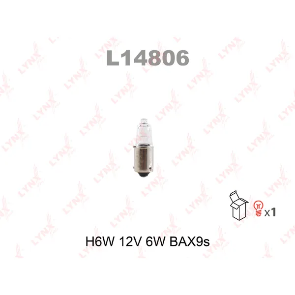 Лампа 12V H6W 6W BAX9s LYNXauto 1 шт. картон L14806