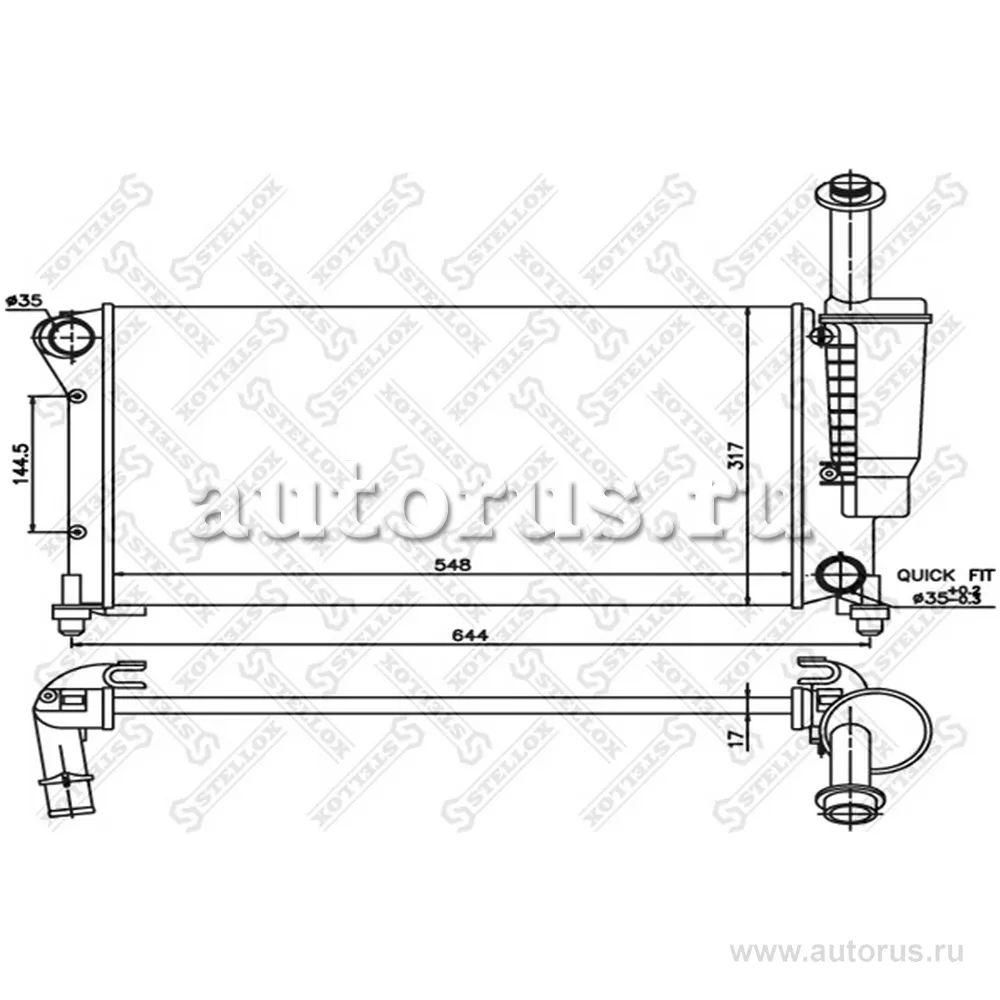 Радиатор системы охлаждения Fiat Panda 1.1i 06> STELLOX 10-25406-SX