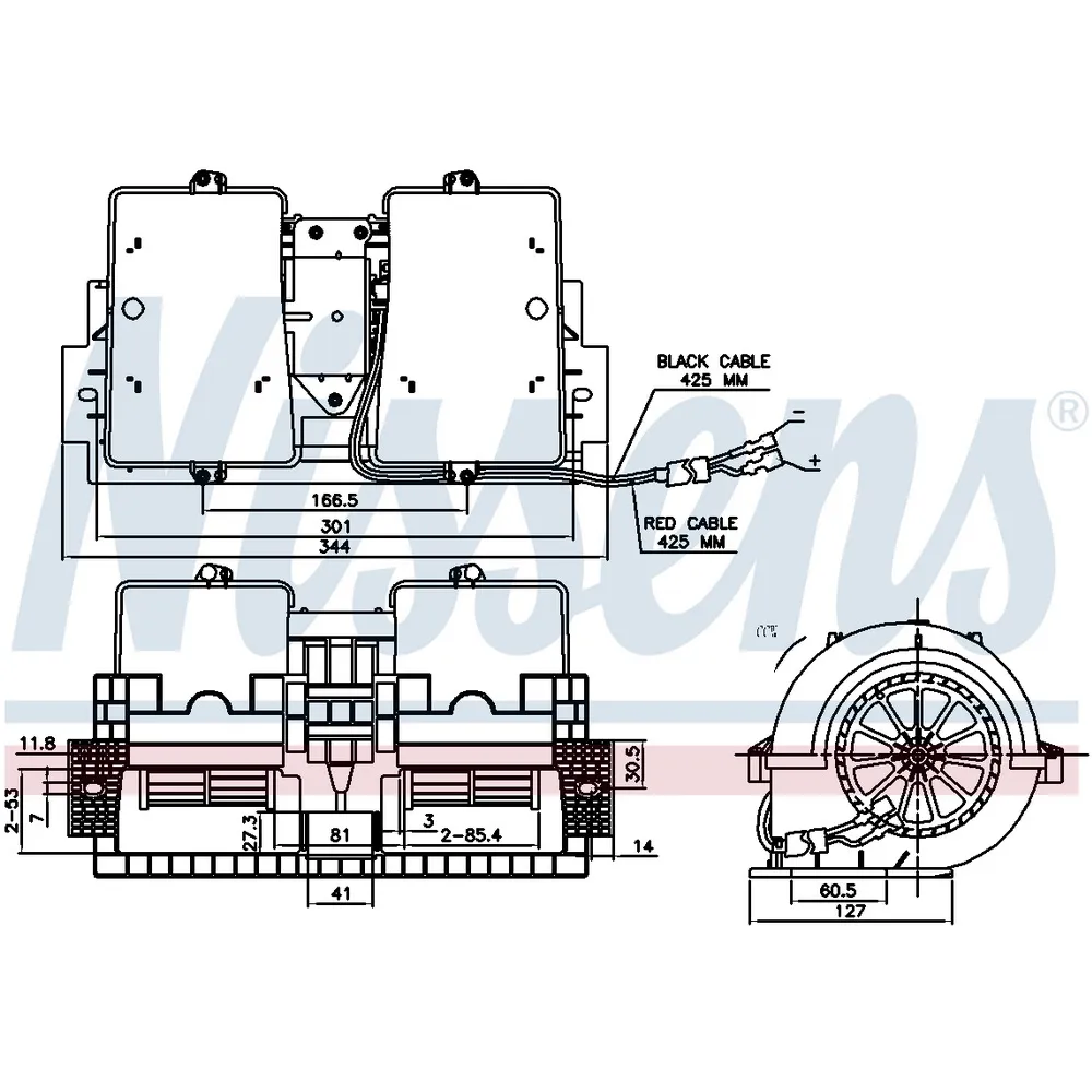 Моторчик отопителя RVI Premium DXI, DAF LF45 (в сборе с корпусом и крыльчатками) NISSENS 87140
