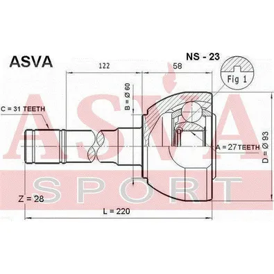 ШРУС наружный 27X60X31 ASVA NS-23
