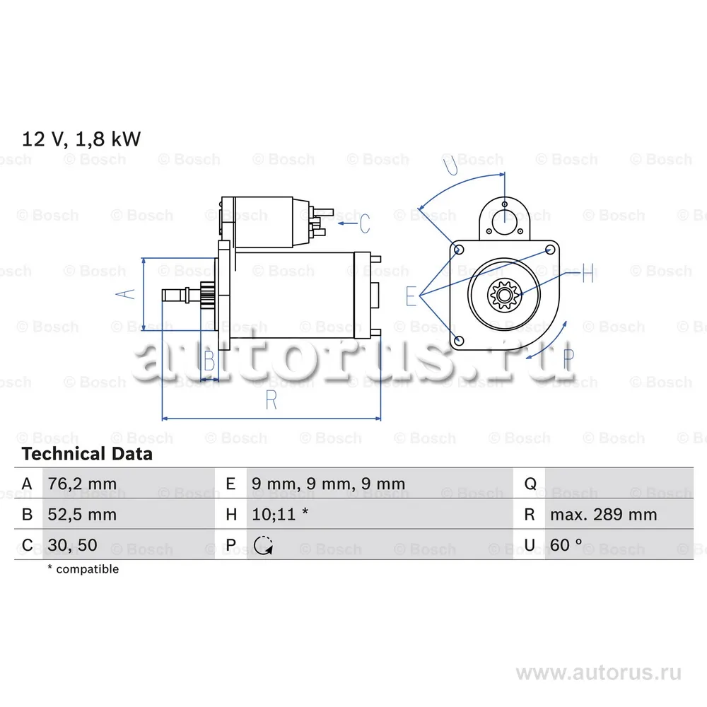 Стартер VW TRANSPORTER IV c бортовой платформойходовая часть (70XD) 1.9 D1.9 TD2.52.5 Syncro 90-03, TRANSPORTER IV автобус (70XB, 70XC, 7DB, 7DW)