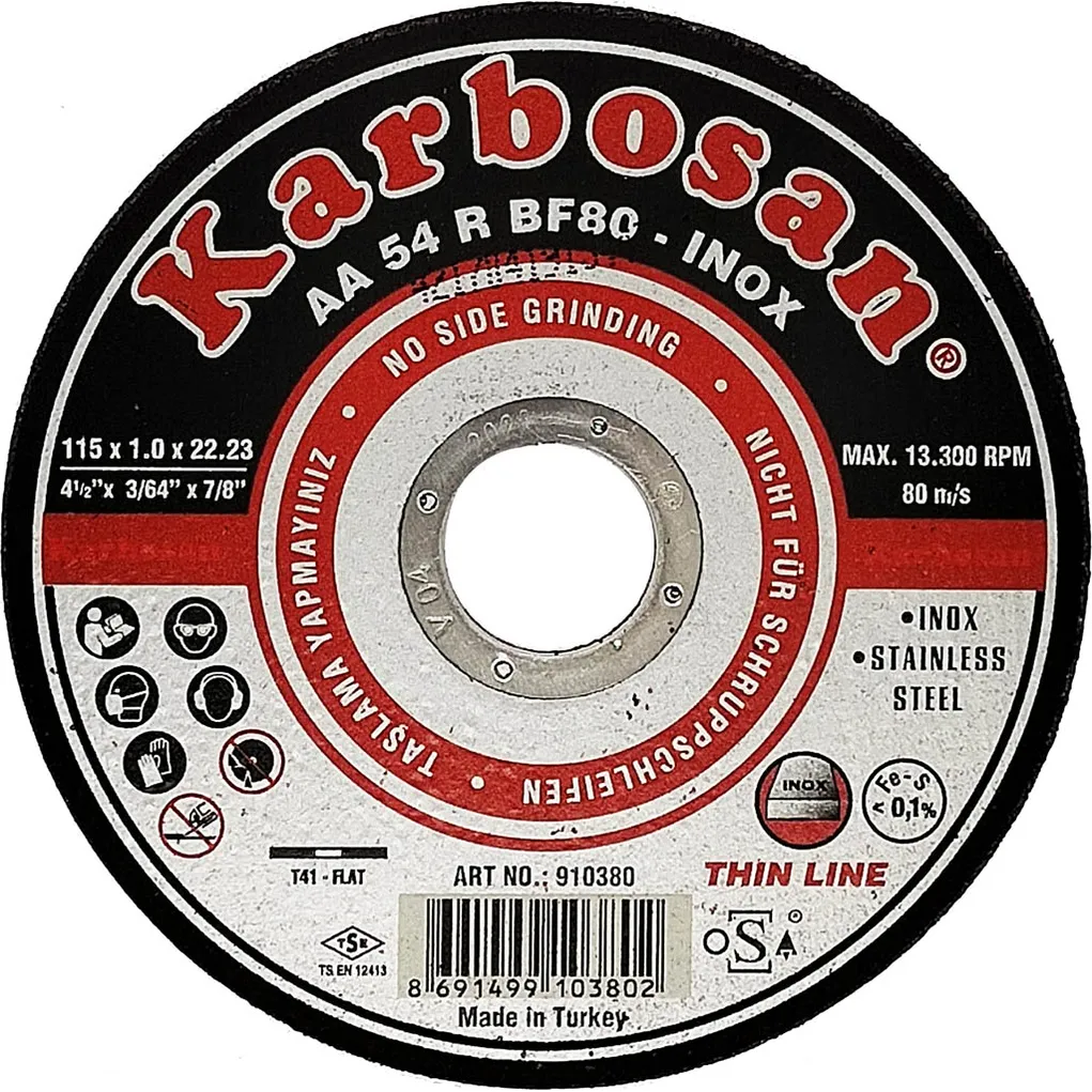 Диск отрезной по металлу Karbosan (115х1х22) Inox (Арт.910380) KARBOSAN KAR-910380