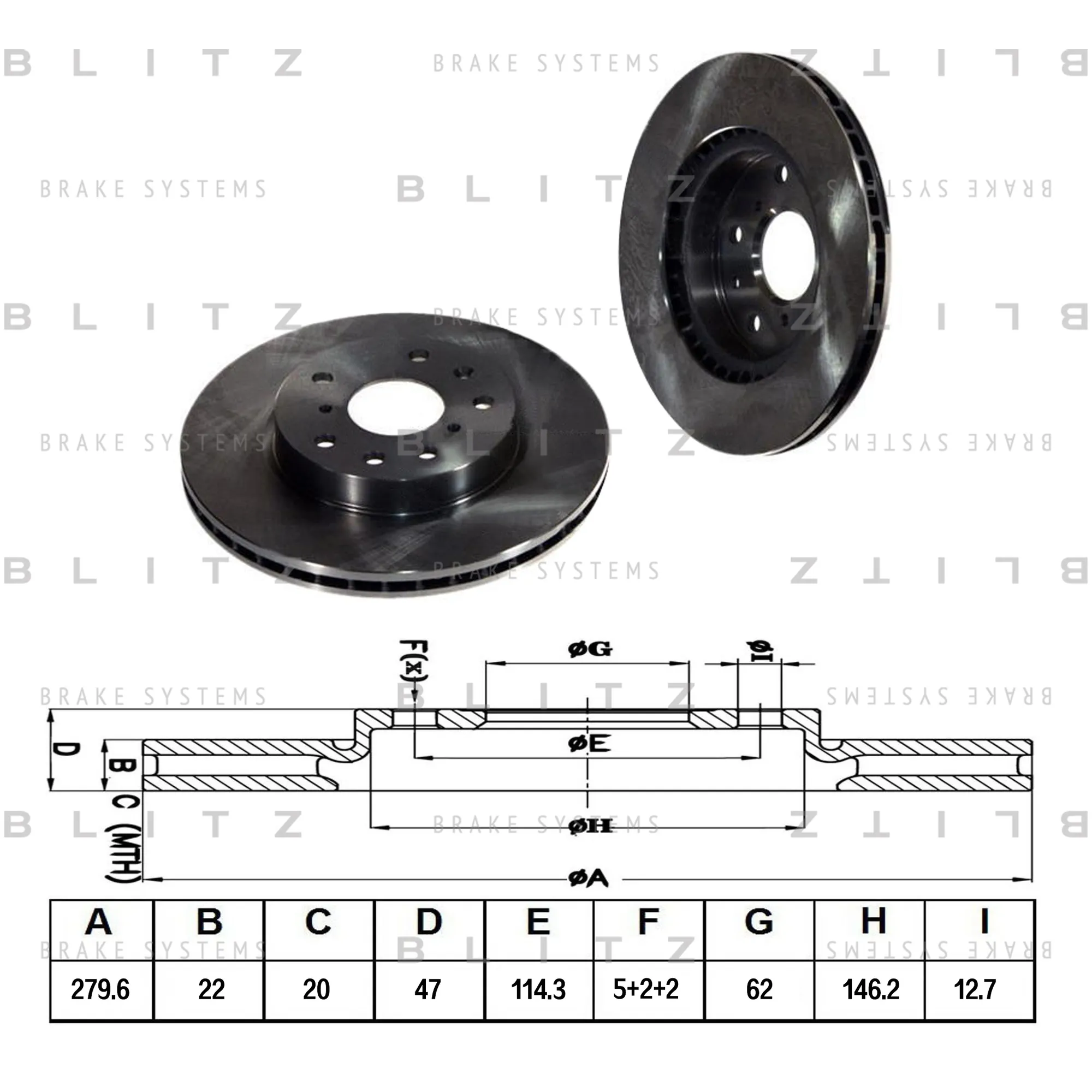 Диск тормозной передний вентилируемый SUZUKI SX4 06->FIAT SEDICI 06-> BLITZ BS0265