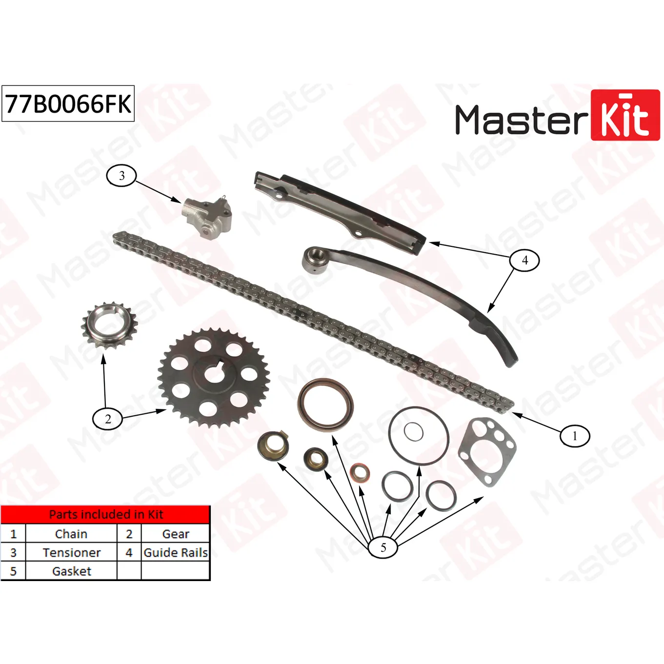 Цепь ГРМ комплект NISSAN TERRANO II 2.4 4WD/2.4 i 12V co звездочками MASTERKIT 77B0066FK