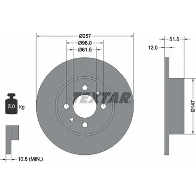 Диск тормозной передний стандартный FIAT/LANCIA/PININFARINA TEXTAR 92027000