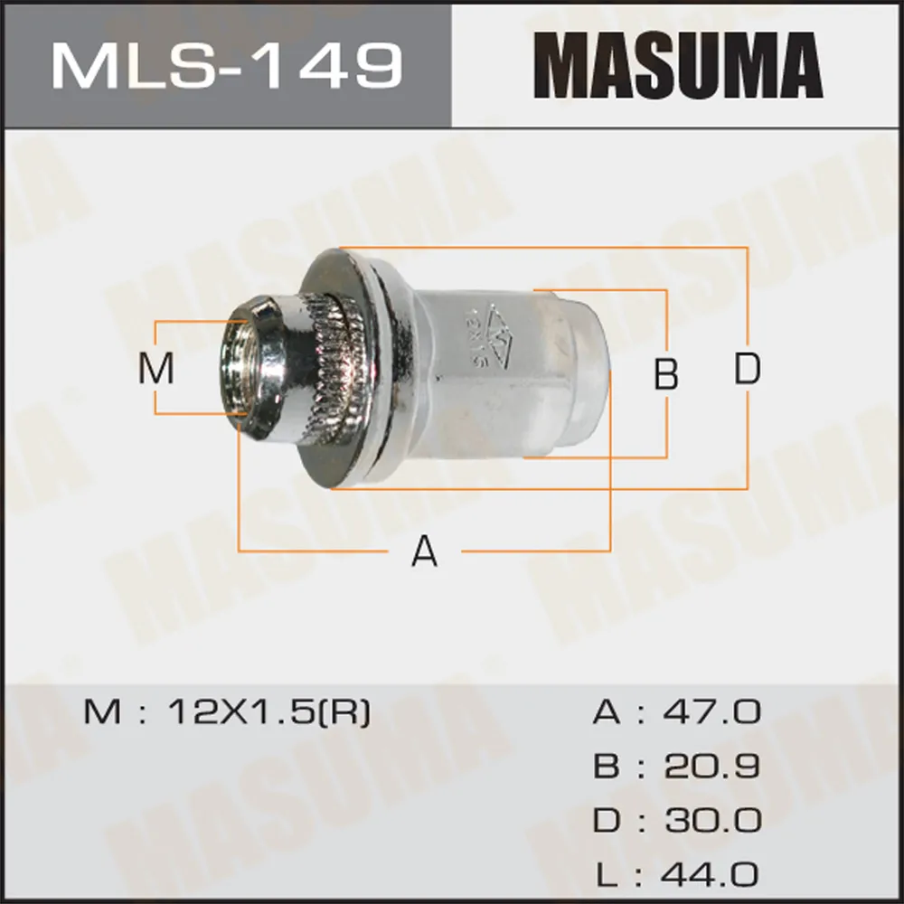 Гайка колесная 12x1.5 / под ключ=21 мм MASUMA MLS-149