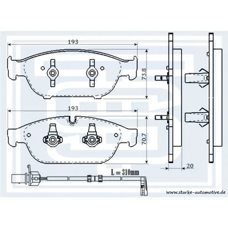Колодки тормозные перед. AUDI A6 (4G) / AUDI A7 / AUDI A8 (4H) STARKE 173-531