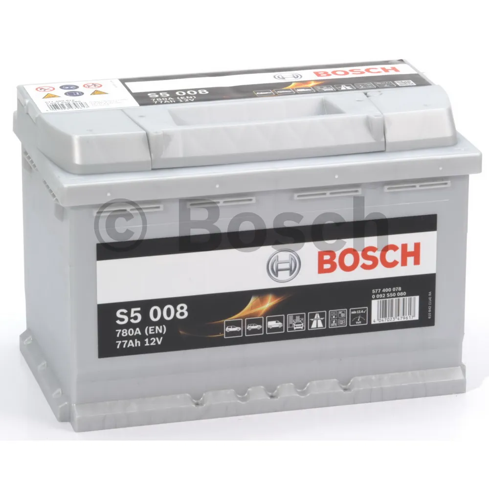 Аккумулятор BOSCH Silver Plus 77 А/ч обратная R+ 278x175x190 EN780 А