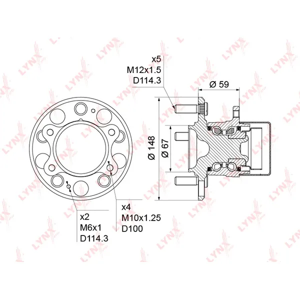 Ступица задняя в сборе HYUNDAI i30/Elantra 07->/KIA Ceed 06-12 LYNXauto WH-1240