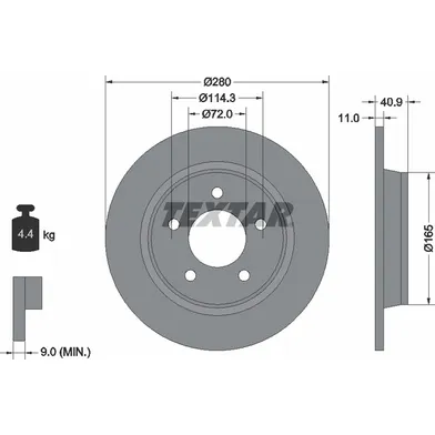 Диск тормозной задний стандартный MAZDA/MAZDA (CHANGAN) TEXTAR 92130600
