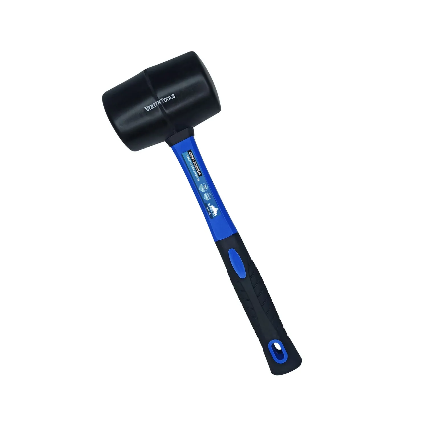 Киянка резиновая 450 г. черная резина, фибергласовая рукоятка VertexTools 10-50-450