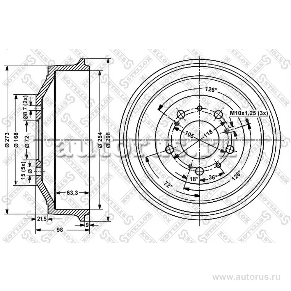 Барабан тормозной Citroen C25/Jumper, Fiat Ducato 10-14 81> STELLOX 6026-9906-SX