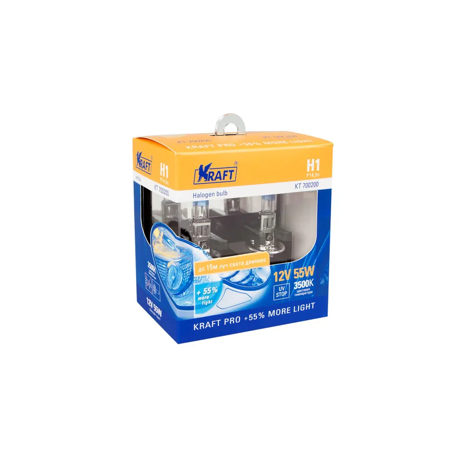 Лампа 12V H1 55W P14,5s 3500K KRAFT 2 шт. картон KT700200