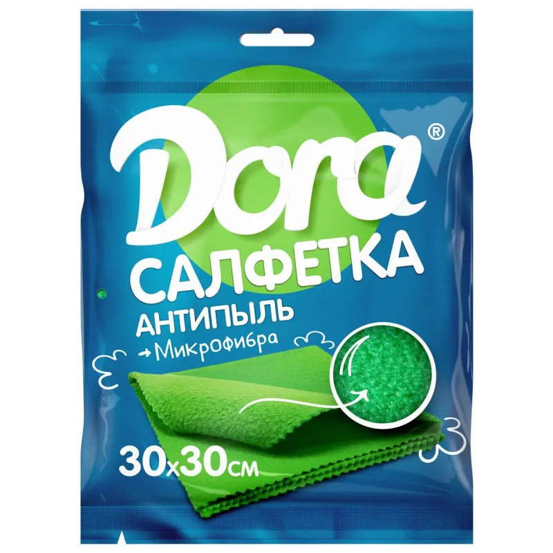 Салфетка хозяйственная антипыль Dora 30х30см микрофибра 1419021